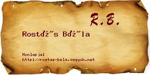 Rostás Béla névjegykártya